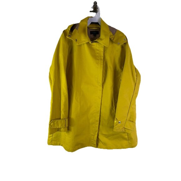 J.Crew Swing Trench Coat Hooded Hood Rain Jacket Yellow - Picture 1 of 11